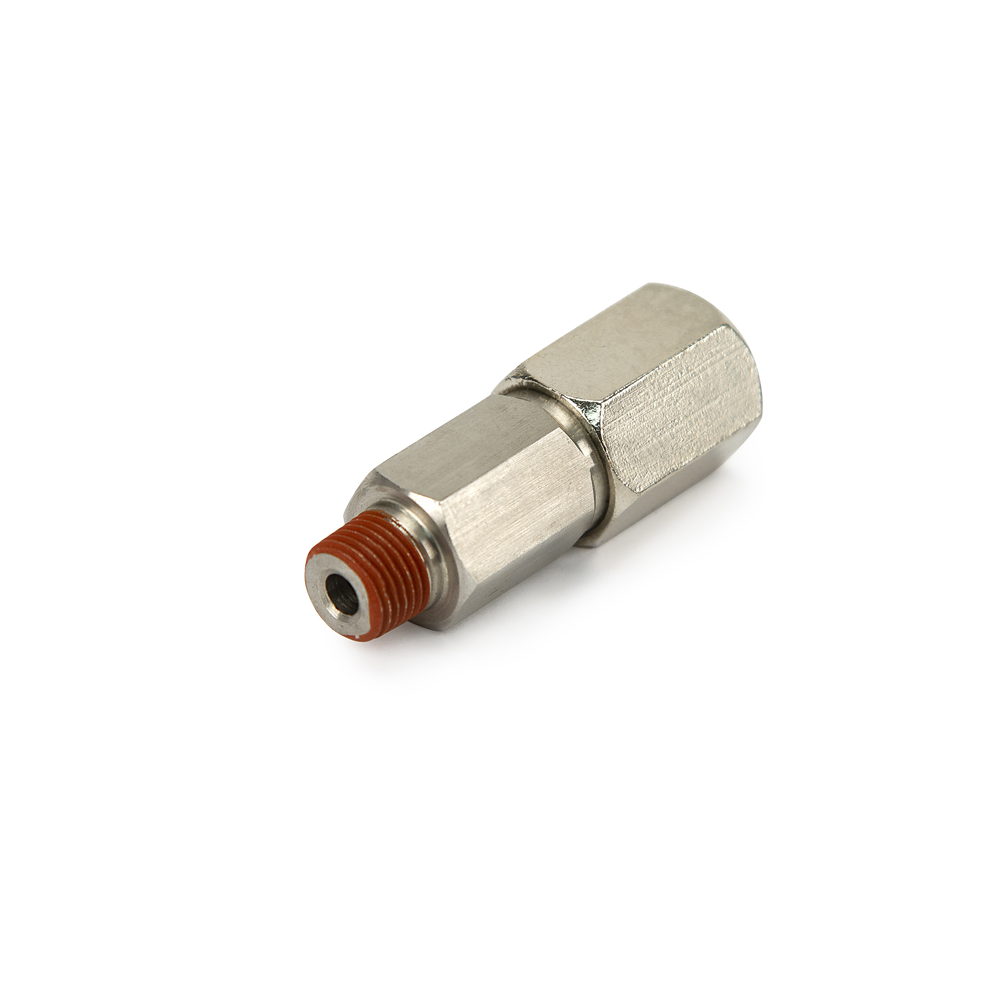 Viair Check Valve - 1/8in. NPT (M) to 1/8in. NPT (F), 16mm O.D., Nickel-Plated Brass, Model# 92824